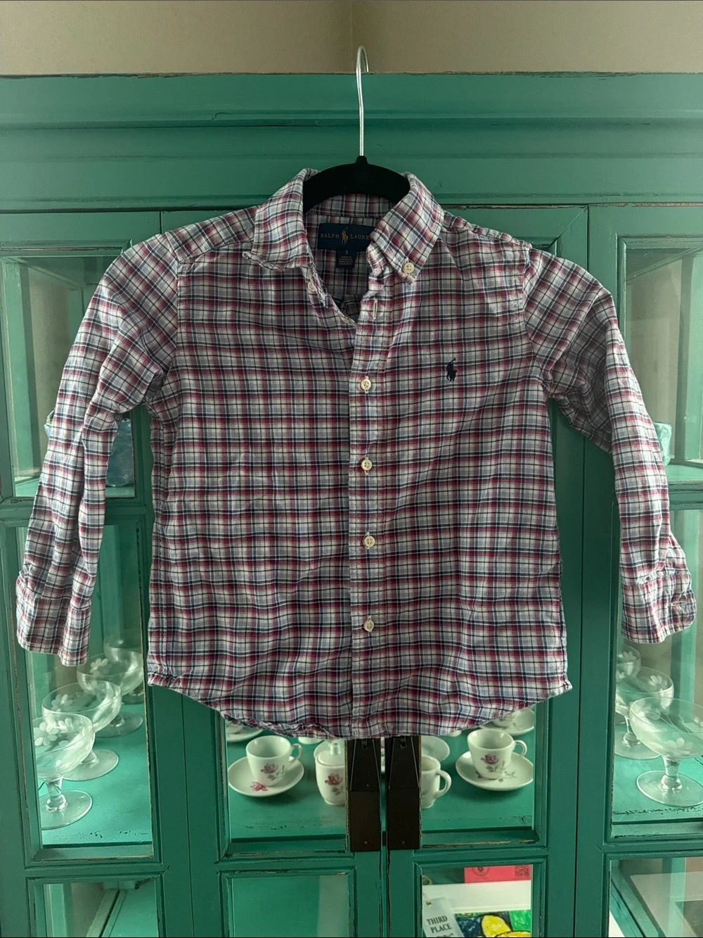 Ralph Lauren Red, Blue and White Plaid Button-Down Shirt